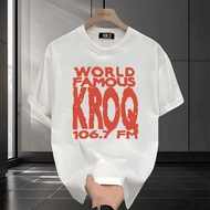 World Famous KROQ 106.7 FM T-Shirt Men's Graphic Tee Casual Short Sleeve Cotton Top