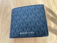 Michael Kors MK燙銀LOGO防刮皮革8卡抽式證件男短夾/男皮夾 男生皮夾