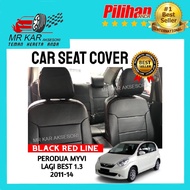 Perodua Myvi Lagi Best 2011 PVC Car Seat Cover Leather Black with Red Line Cushion Cover