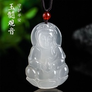 Agate Jade Guanyin Necklace Pendant 玛瑙玉髓观音项链吊坠 天然高冰觀音菩薩佛像 护身符项链 觀音吊墜  佛牌項鏈 开光本命年保平安情侶項鏈 挂件