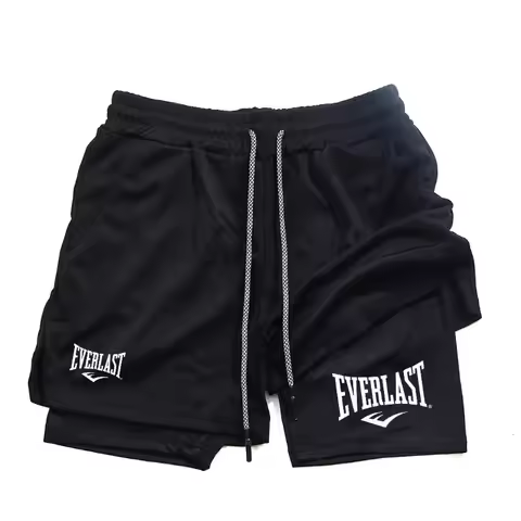 EVERLAST - Men's 2-in-1 Running Shorts Double Layer Sports Shorts Gym Sportswear Training Shorts