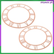 2Pcs Light Brown Acrylic Mirror Clock Dial Round Face Roman Numerals Wall Clock Decals for Living Ro