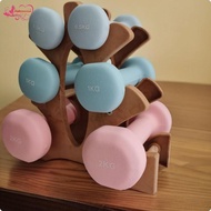 [Abbraccia] Three-Tier Dumbbell Rack Natural Wood 3 Tier Dumbbell Rack Compact Weight Holder Open Fr