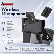MOHAWK MH-A2 Wireless Lavalier Mic 2TX+1RX 360° Omnidirectional 45H Battery for Vlog Live Streaming