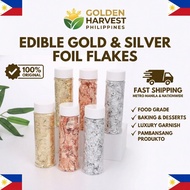 5PCS*4g Edible Grade 24K Decorative Gold Leaf Gold Flakes Rose Gold Flakes Silver Flakes for Cakes
