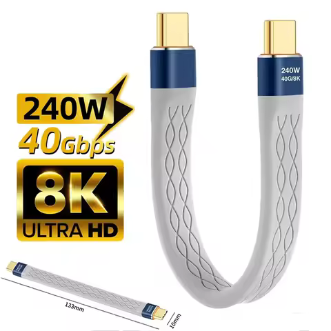 USB4.0 Type C to Type C PD 240W Super Fast Charging 8K@60Hz 40Gbps Data Short Cable for Thunderbolt 