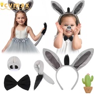 CYMX 4PCS Donkey Costume Set, Tail Nose Animal Donkey Headband, Fashion Bow Tie Funny Donkey Ears He