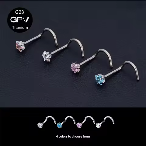 1/10PCS Titanium G23 Nose Bend 5 Words Exquisite Five Star Zircon Nose Nail Rod Perforated Jewelry F