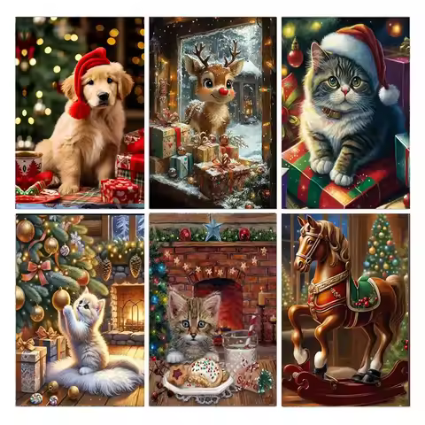 AB Diamond Painting, Christmas Animal 5D Diamond Painting, Diamond Painting Kit for Adults and Begin