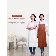 apron kitchen Apron kalis air PU lembut memanjangkan selendang apron kilang berkrim coklat kalis air