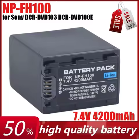 7.4V 4200mAh NP-FH100 Camera Battery for Sony DCR-DVD103 DCR-DVD108E HDR-CX12E FH90 FH70 FH60 FH40 F