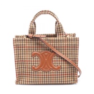 【二手】Celine CELINE托特包 SMALL CABAS Small Cabas Thais Triomphe 2WAYブラウン織物皮革 Triomphe Small Cabas Thais 