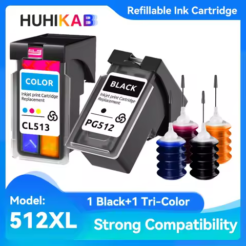 HUHIKAB PG512 CL513 Ink Cartridge Refillable For Canon Pixma MP230 MP250 MP240 MP270 MP480 MX320 MX3