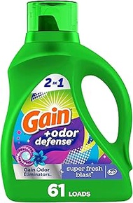 Gain + Odor Defense Liquid Laundry Detergent, Super Fresh Blast Scent, 88 Oz, 61 Loads, HE Compatibl