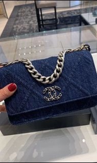 全新 Chanel 19 denim 牛仔系列 wallet on chain woc