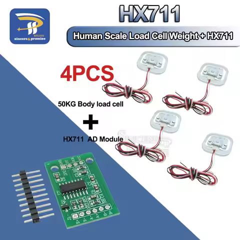 4Pcs 50kg Human Scale Load Cell Weight Sensors+HX711 AD Module Body Load Cell Weighing Sensor Pressu