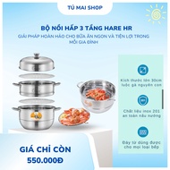 HARE 3-LAYER STEAMER SET HR-NH28F6 (28CM); HR-NH30F6 (30CM) - Stainless Steel - Tu Huyen Nghe An