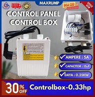 MAXPUMP Control Box Pompa Satelit 0.333 Inch 220V Submersible 0.25KW 15uF Kapasitor 5A Arus Alat Kon