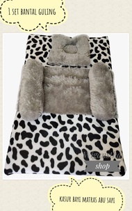KASUR BAYI KELAMBU BISA DIELPAS MOTIF ABU SAPI SATU SET BANTAL GULING TEMPAT TIDUR BAYI PREMIUM BULU