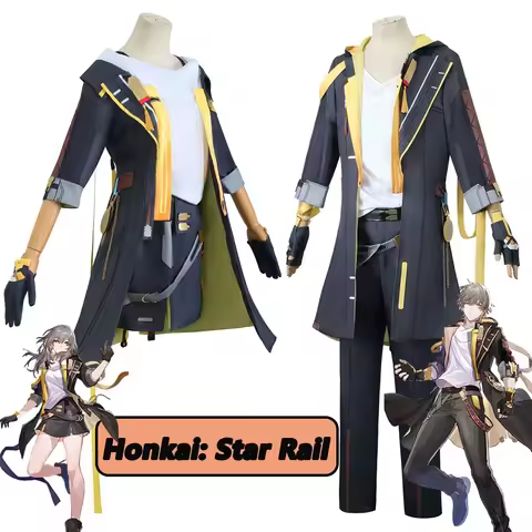 Game Honkai Star Rail Trailblazer Stelle Caelus Cosplay Costume Uniform Gloves Wig Halloween Costume