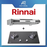 RINNAI RH-90ER 90CM SLIMLINE HOOD + RINNAI RB-7302S-GBS 2-BURNER TEMPERED GLASS GAS HOB