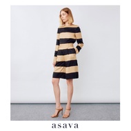 [asava aw22] Asava striped shorts กางเกงผู้หญิง เอวสูง ขาสั้น ตัดต่อผ้าลายทางไล่สี ซิปหลัง