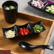 TYLER Seasoning Plate, Black Multi-grid Melamine Sauce Dishes, Fruit Plate Soy Sauce Dish Vinegar Dishes Japanese Style Sushi Soy Dipping Sauce Bowl Afternoon Tea