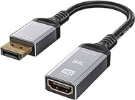 8K Active Displayport to HDMI Adapter, DP 1.4 (Source) to HDMI 2.1(Monitor) Adapters Male to Female Support 8K 30HZ 4K 120HZ Ultra Resolution for Dell, Lenovo, NVIDIA, AMD &amp; More