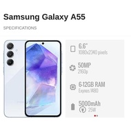 Used Samsung Galaxy A55 5G(6.6") || 12GB +256GB || Samsung Malaysia Set