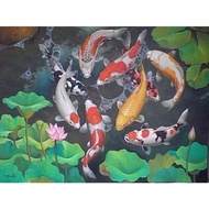 Hiasan Dinding Lukisan Cetak Ikan Koi Hias Plus Bingkai Ukuran 8555
