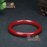朱砂手鐲 女式晶體砂內心經寬本命年雄黃朱砂叮噹鐲 寬鐲子