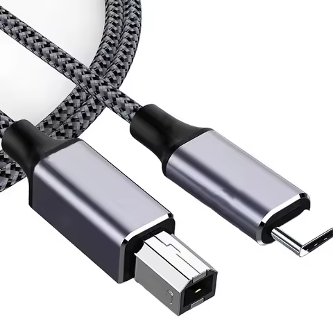 USB Type-C to Type-B 2.0 Printer Braided Cable For MacBook HP Canon Brother Epson Dell Xerox Printer