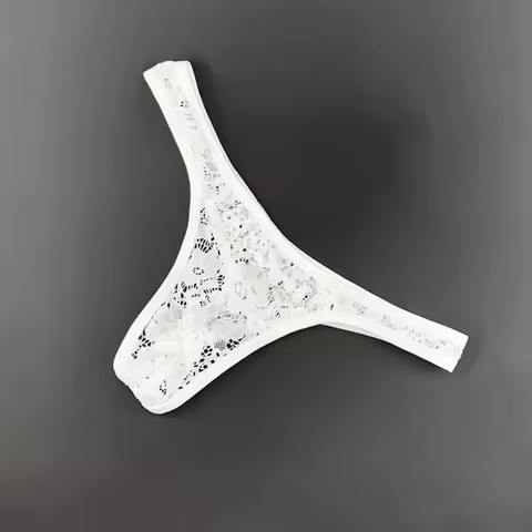 Men Black Thong Lace Transparent T-Back G-string Underwear Male See Through Tanga Panties Plus Size