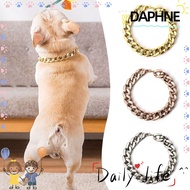 DAPHNE-HOME Pet Necklace, Adjustable Chain Collar Chain Dog Collar, Fashion Cat Dog Gold Necklace Go