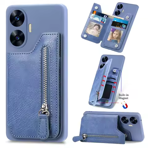 Reno11 F 11A 5G Zipper Wallet Case For OPPO Reno 11F Camera 360 Protect Leather Back Panel Funda Ren