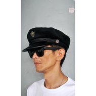 Fiddler Cap/ Captain Hat/ Sailor Hat Sailor Hat Beret Wool Leather Black | CNTGARAGECLOTHING