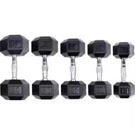 Hex Dumbbell 5LBS - 25LBS Rubberized Hexagon Dumbbbells with Metal Handle (1 PIECE)