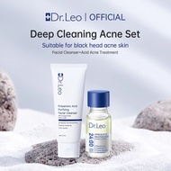 Dr.Leo Acne 2pcs Skincare Set with Acne Serum + Glucoside Polyamines Acid Cleanser 80g Lighten Acne 