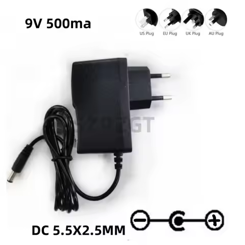 9V 0.5A 500mA AC/DC Adaptor Adapter Power Supply Wall Charger For hotone Ditto Looper guitar pedal