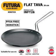 Hawkins Futura 26 cm Flat Tava, Non Stick Tawa with Stainless Steel Handle, Induction Tawa with Rim,