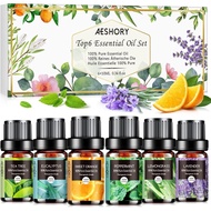 AESHORY Essential Oils Set for Diffuser 6 x 10 ml, 100% Natural Aromatherapy Fragrance Oil, Aroma Oi