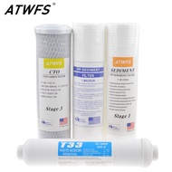 ATWFS 10 Universal PP Sediment / 5 Micron / 1 Micron PP Cotton CTO Carbon Filter T33 Reverse Osmosis System UF Water Treatment