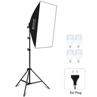 50x70cm Studio Softbox + 2m Tripod Mount + 4 x 220V E27 20W 5700K White Light LED Light Bulb Photogr