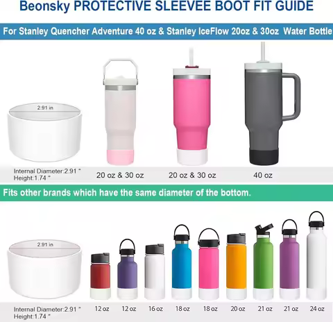2Pcs Silicone Boot for Stanley Cup Tumbler Protective Cup Bottom Sleeve Cover Cup Accessories Fits 3