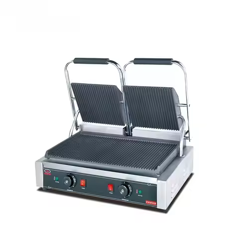 Counter Top Commercial Electric Double Plate Contact Grill Panini Grill with CE