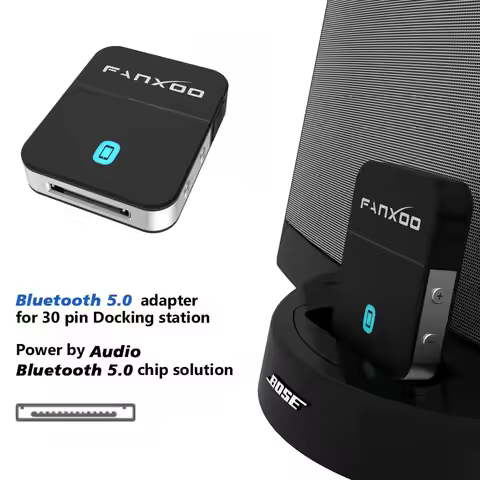 Fanxoo 30 Pin Bluetooth Adapter 5.0 Audio Mini Bluetooth Receiver For Bose Sounddock JBL YAMAHA IPho