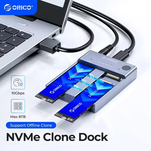 ORICO M.2 NVMe Cloner Dual Bay NVMe USB C to NVMe SSD Enclosure Aluminum M.2 Duplicator Offline Clon