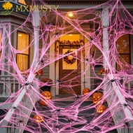 MXMUSTY Spider Cobwebs, Stretchable Elastic Spider Silk Web, Horror Atmosphere Pink Gothic Cotton Fa