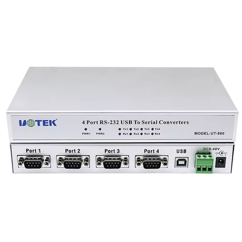 UOTEK USB to RS-232 Converter 4 Ports RS232 Conversion Adapter USB2.0 Serial 9-Pin COM DB9 Connector