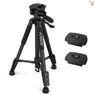 Andoer TTT-663N 57.5inch Travel Lightweight Camera Tripod Stand Phone Tripod for DSLR SLR Camcorder Photography Video Shooting with Carry Bag Phone Clamp 2pcs E  Came-022